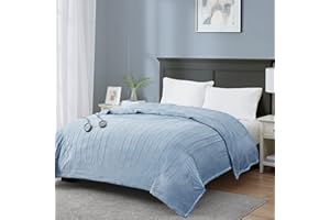 MP2 King Size Electric Blanket with Dual Control, Micro Plush Heated Blankets | Machine Washable with 20 Heating Levels & 10 Hours Shut Off, UL Certified | 90x100 Inch, Sapphire Blue