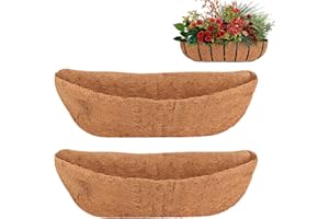 Dovesail 2 Pack 30 Inch Trough Coco Liner for Planters, Pre-Formed Coconut Coir Replacement Liner, Natural Coconut Fiber for Window Flower Box, Fence Flower Baskets, Garden Flower Pot