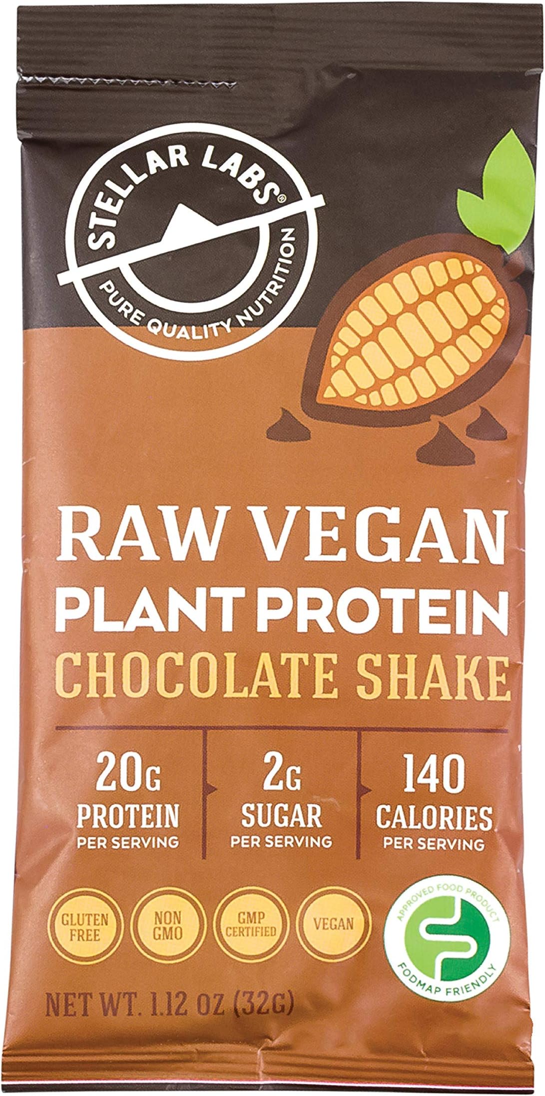 Stellar Labs- Protein Shack Packets- Certified Low FodMap, High Protein, Gluten Free, Perfect for People on The go, Easy to use no Mess! - 12-Pack