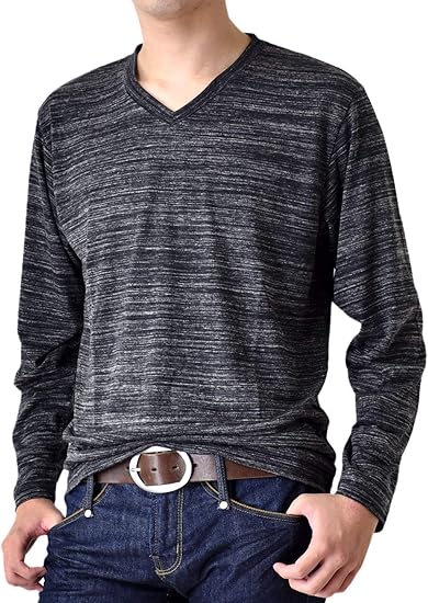 Amazon アローナ Arona 杢カラー Vネック ロングtシャツ 長袖 Tシャツ カットソー メンズ M1 5 Tシャツ カットソー 通販