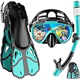 Vengreedo Snorkel Set with Fins for Adults, Snorkeling Gear for Adults Men and Women, Snorkle, Mask Set Adults Dry Top Snorkel Mask Combo Set with Travel Bag for Snorkeling, Diving, Swimming