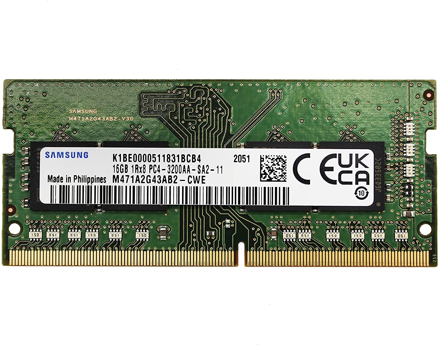 Samsung PC4-25600 DDR4-3200 16GB (2048Mx8) 260pin Unbuffered SO-DIMM M471A2G43AB2-CWE