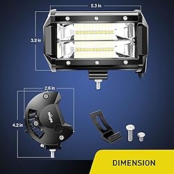 Nilight 18001F-B 2PCS 5Inch 72W Double Row Flood
