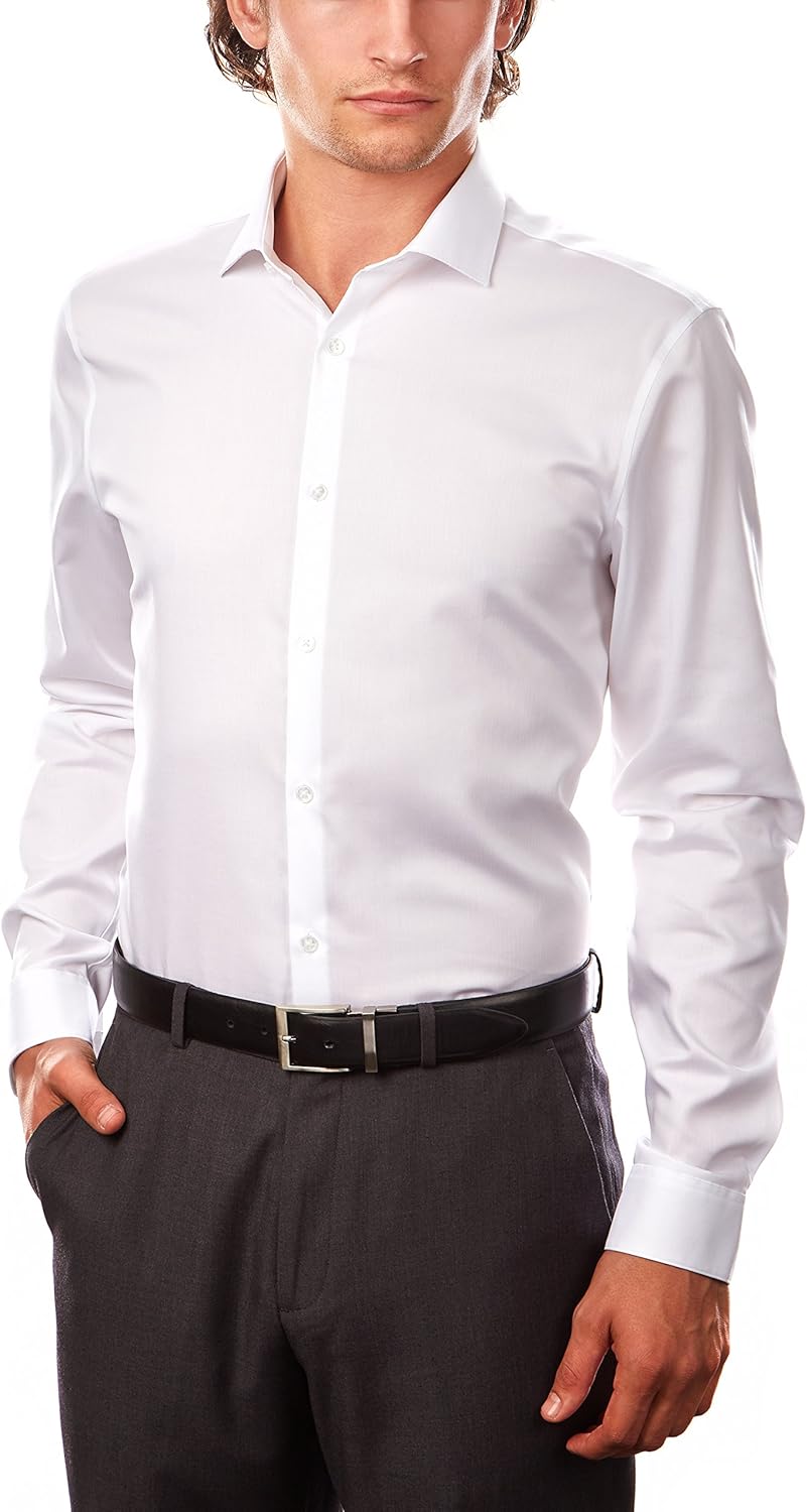 Calvin Klein Men's Dress Shirt Xtreme Slim Fit Non Iron Herringbone at  Men’s Clothing store