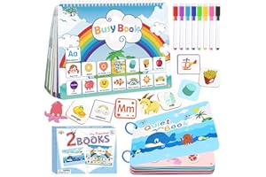 BIGSHU 2 Packs Montessori Busy Book Preschool Learning Activities for Kids, Educational Toys for 3 Year Old Boys Girls, Autism Sensory Learning Travel Toys, Preschool Learning Toys for Toddlers 3-5 5-7