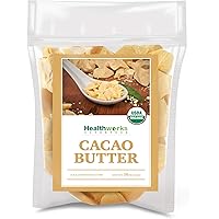 Healthworks Cacao Butter (16 Ounces / 1 Pound) Organic | Unrefined Non-Deodorized Cocoa | Certified Organic from Peru…