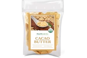 Healthworks Superfoods Organic Cacao Butter - 16 Oz / 1 Lb - USDA Certified Organic from Peru - Unrefined Non-Deodorized Cocoa - Sugar-Free, Keto, Vegan & Non-GMO - Antioxidant Superfood