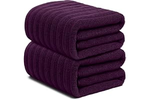 RIVERSIDE Pack of 2 Jumbo Bath Sheet 35 x 70 Inches, 600 GSM, Extra Large Bath Towel, Super Soft & Highly Absorbent, 100% Ring Spun Cotton Quick Dry, Perfect to Wrap Yourself in - Purple Passion