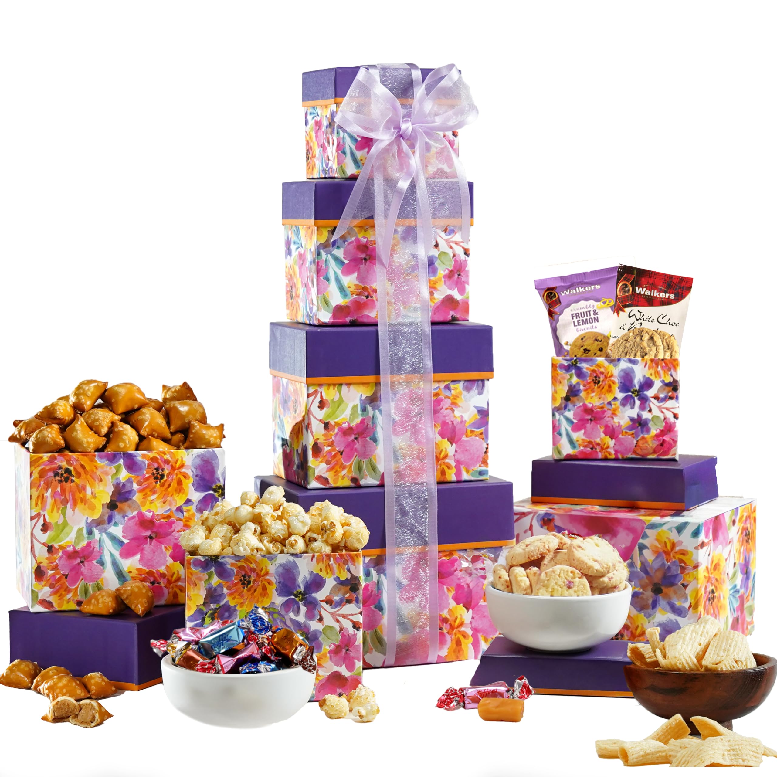Photo 1 of Broadway Basketeers Valentines Day Chocolate Food Gift Basket Tower Snack Gifts for Women, Men, Families, College – Delivery for Birthday, Appreciation, Thank You, Get Well Soon Care Package