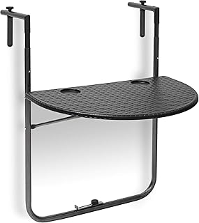 Relaxdays Balkonhängetisch BASTIAN klappbar, 3-fach höhenverstellbarer Klapptisch, Tischplatte BxT: 60 x 40 cm, schwarz