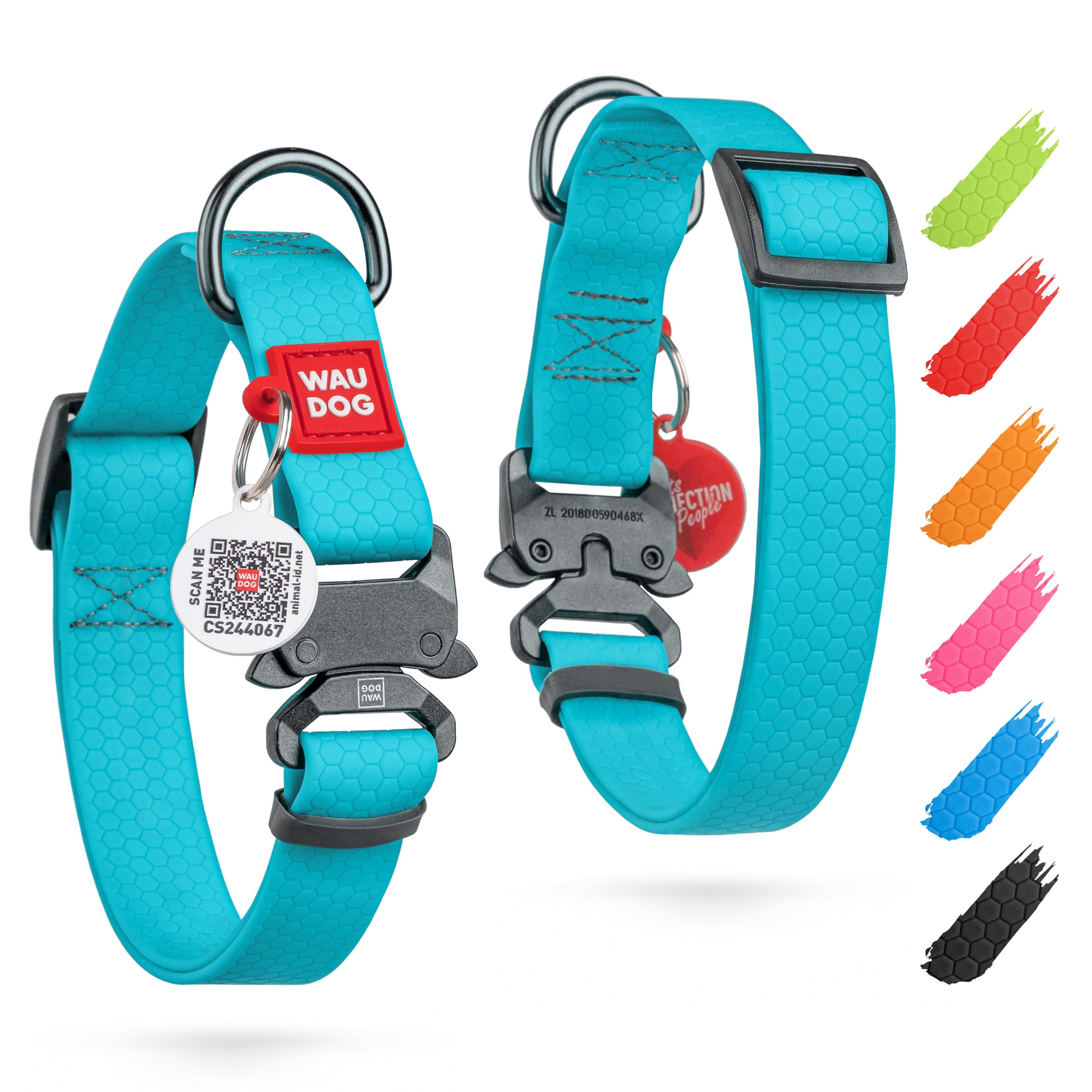 Photo 1 of WAUDOG Waterproof Dog Collar - Adjustable Dog Collar for Large Dogs, Small and Medium Dogs - Heavy Duty Dog Collars with Durable Metal Clasp and QR Dog Tag - Boy & Girl Dog Collars