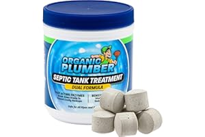 Organic Plumber Septic Tank Cleaner Treatment, Bacteria x Natural Enzyme Flushable Bio Tabs, Rid Sewage Waste & Clean Field System, 1 Year of Tablets