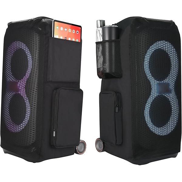 Funda Para Altavoz JBL PartyBox 520 - Bolsa De Almacenamiento Suave Con Ventana Con Cremallera Y Múltiples Bolsillos Para Accesorios | Protección Contra Polvo Y Golpes