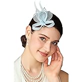 BABEYOND Fascinator Hair Clip for Women - Tea Party Kentucky Elegant Chic Mesh Feather Flower Bridal Wedding Headpiece