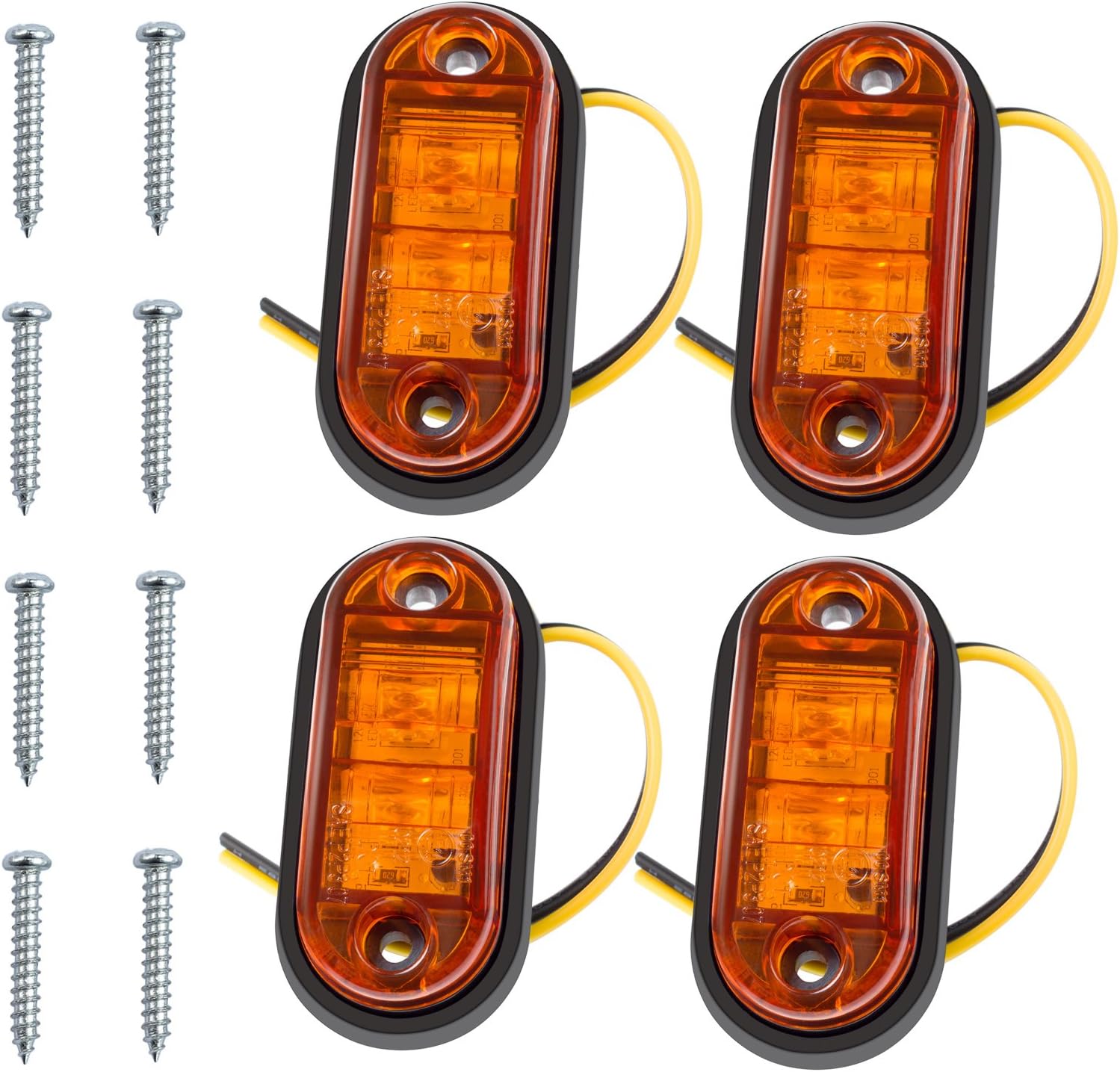 OLRICK 4PCS Side Marker Lights LED Amber Bulbs Indicator of Position 12V 24V Suitable for Van Caravan Lorry Car Truck Trailer Boats