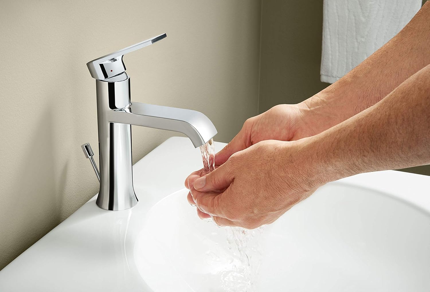 Moen 6702 Genta One-Handle Single Hole Modern Bathroom Sink Faucet with Optional Deckplate, Chrome - - 