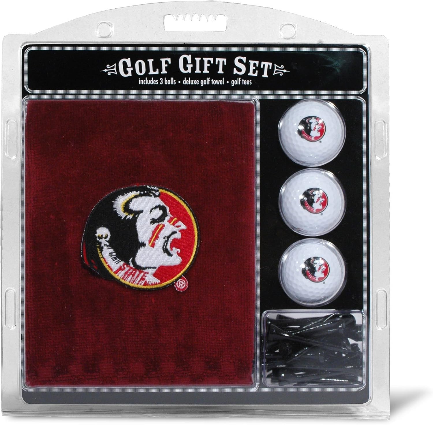 Team Golf NCAA Florida State Seminoles Gift Set Embroidered Golf Towel, 3 Golf Balls, and 14 Golf Tees 2-3/4" Regulation, Tri-Fold Towel 16" x 22" & 100% Cotton : Sports Fan Golf Towels : Sports & Outdoors