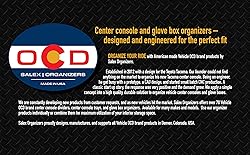 Vehicle OCD - Center Console Organizer Tray for