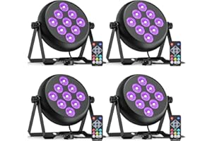 DazzlingStage 36W LED Stage Lights, 9 * 4W RGBW 4 in 1 Par Light, 5/8 CH Corded Stage Lighting, Uplights with Remote, DMX512, LED Par Lights for Wedding, Birthday, Party, 4 Pack