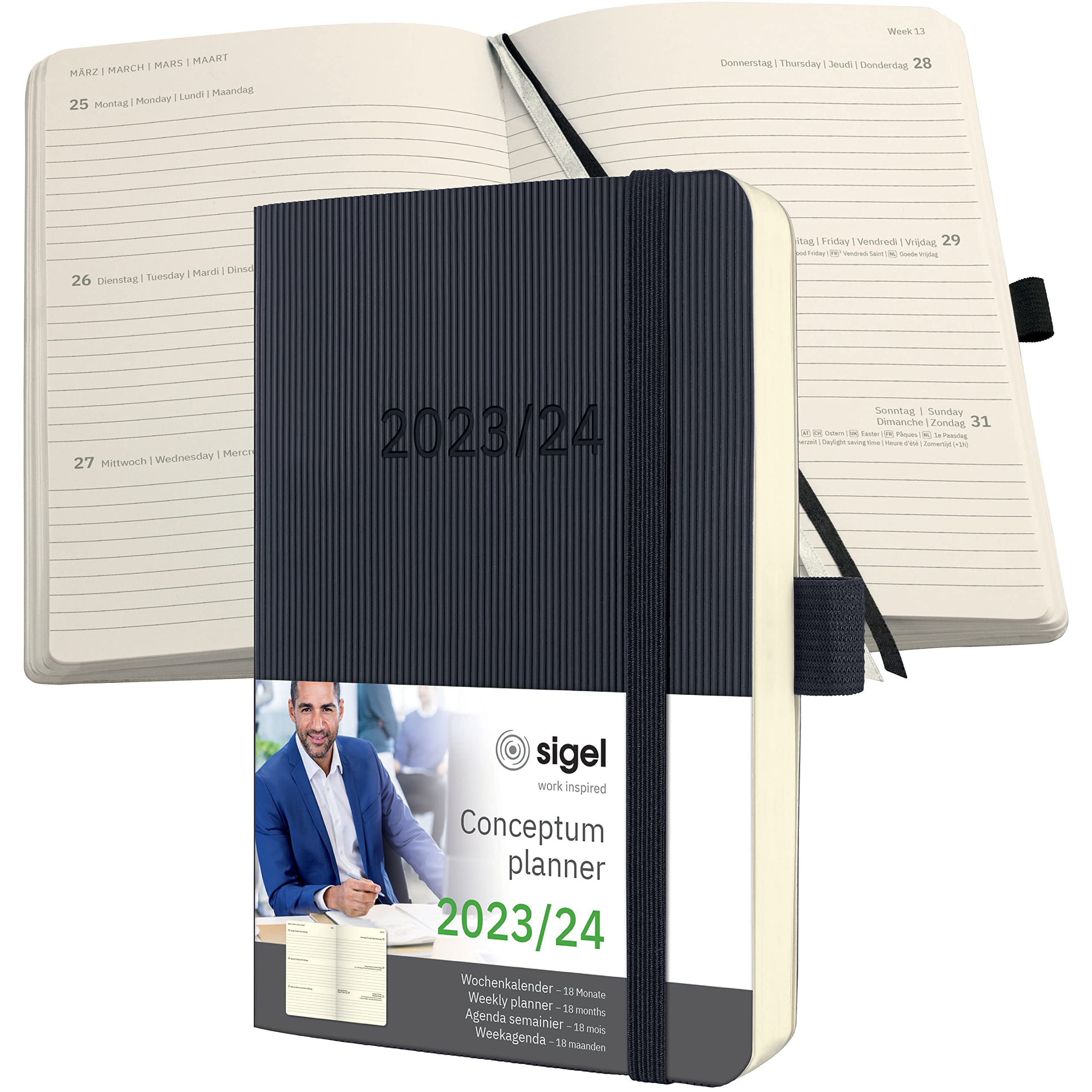 Sigel C2407 Conceptum 2023/2024 Weekly Planner, A6, 240 pages, Black