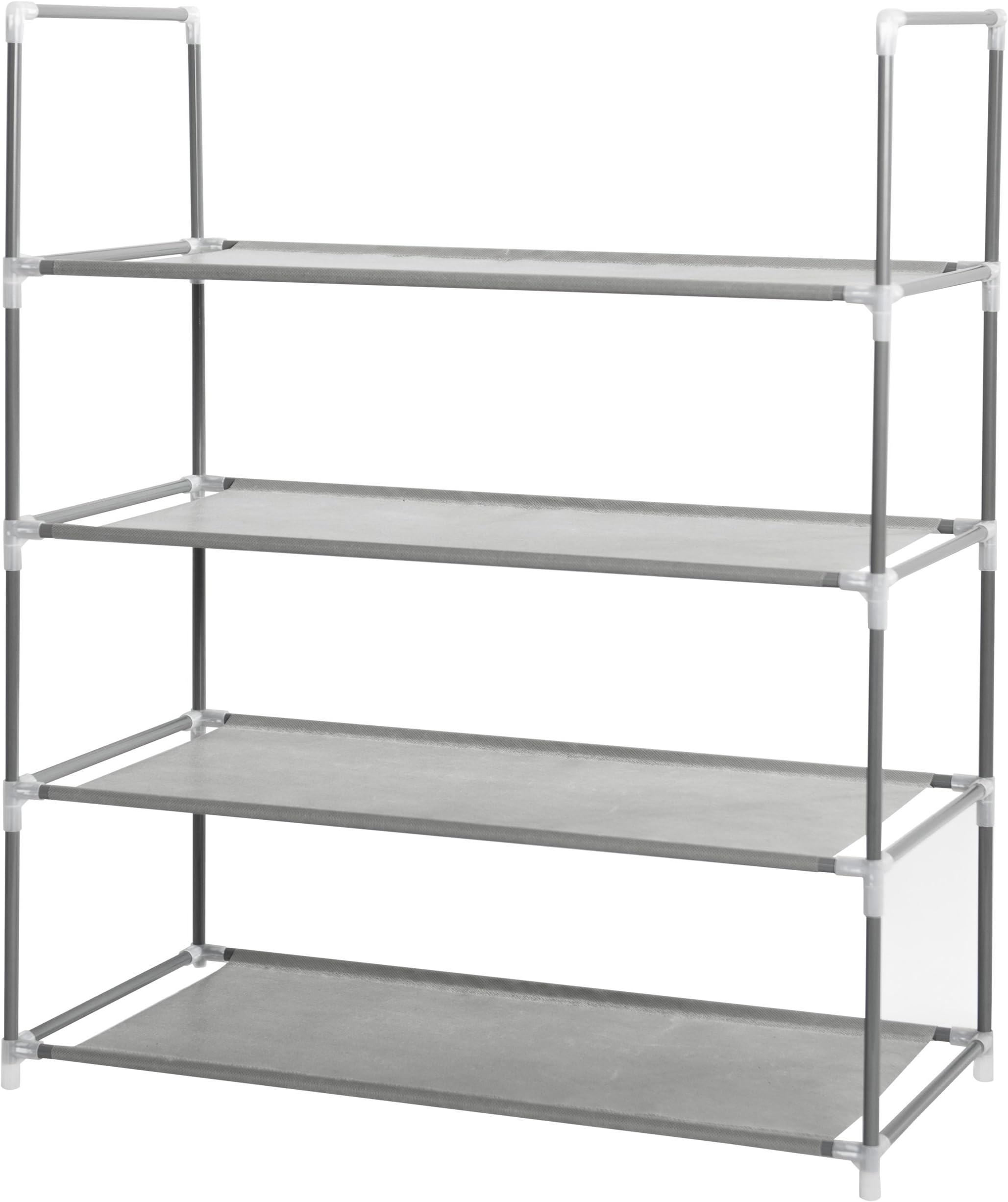 Compactor Salome Stackable 4 Shelf Rack Storage Organiser for 12 Pairs of Shoes, Metal Frame, Grey, Structure Non Woven Plastic CONNECTORS