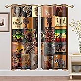 MIZSYE African Patchwork Style Curtains African Black Women Blackout Window Drapes Native African Ethnic Totem Patterns Masks Elephants Giraffes Curtain for Bedroom Living Room 42x63inch CLDWMS224