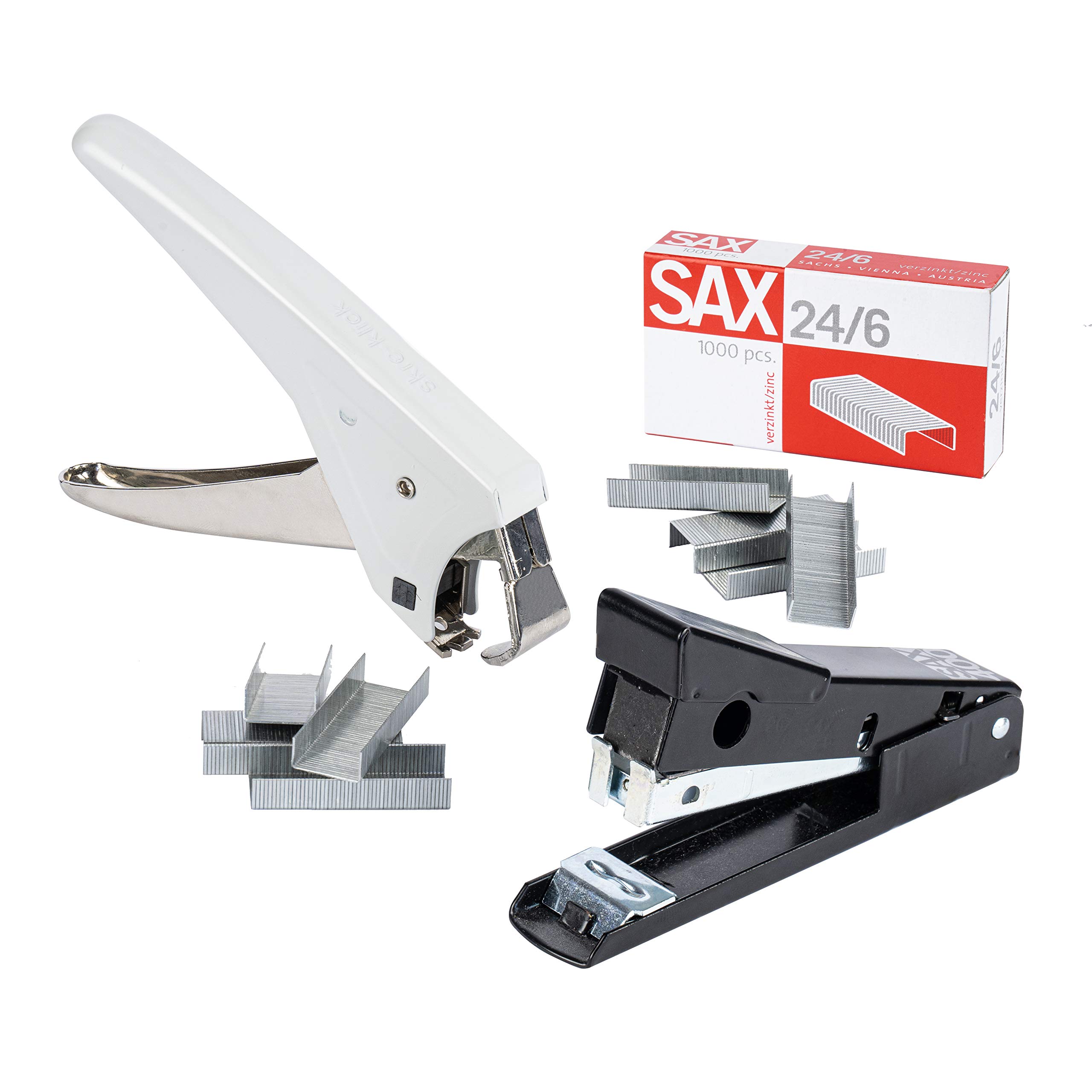 SAX Stapler Set Frog Stapler 400 Pack of 1000 24/6 Staples Galvanised Skre-Click Stapler