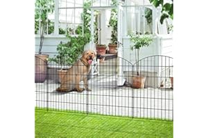 FOREHOGAR Decorative Metal Garden Fence Outdoor CTW3643, 43.2in H x 14.75 ft L, No Dig Temporary Dog Fence Border Fencing for Yard Patio Landscape Flower Bed,5 Panels + 6 Stakes, Black