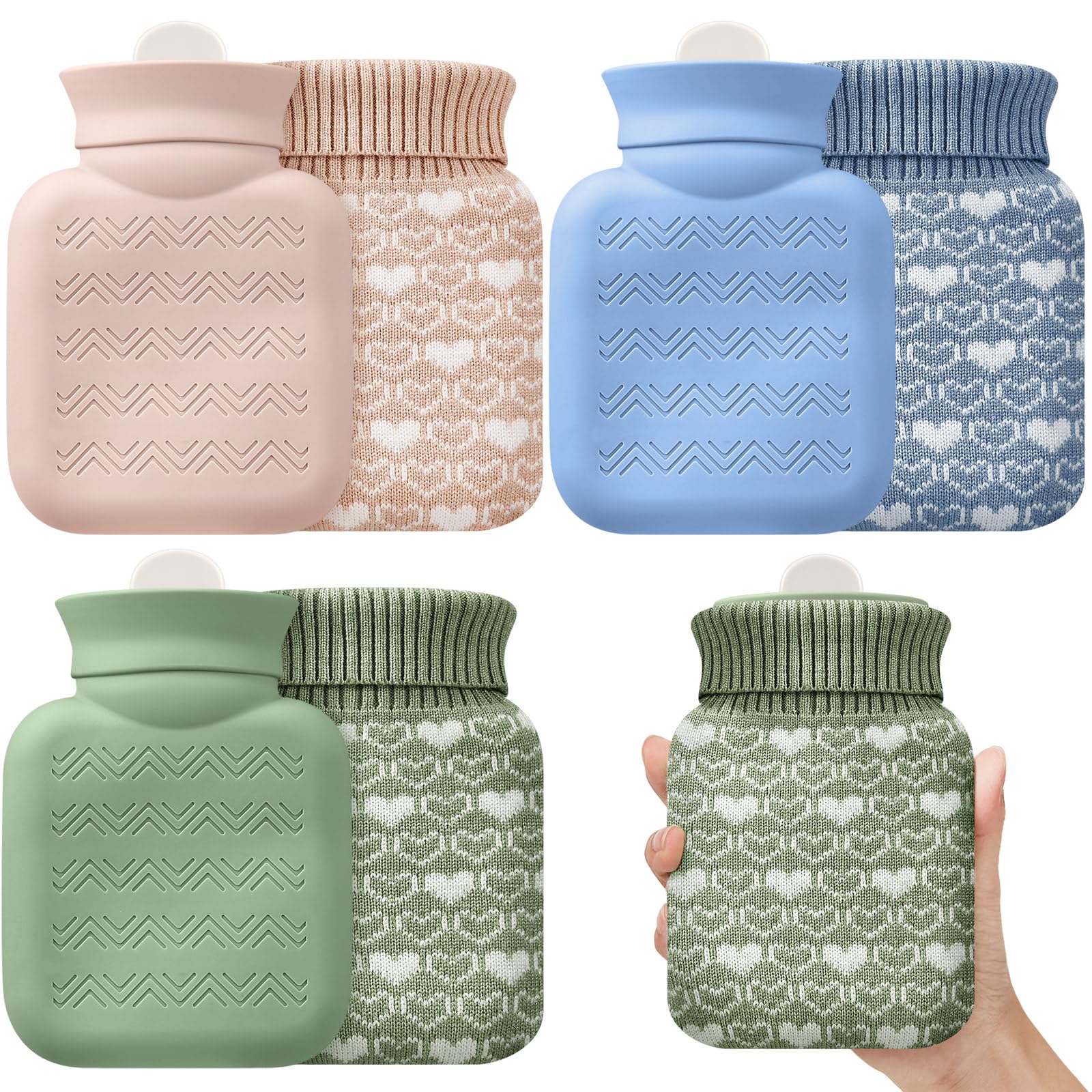 Amylove 3 Pcs Mini Hot Water Bottle for Hot & Cold Compress with Cover ...