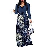 PinkPatty Women's Long Sleeve Maxi Dress Plus Size Trendy Wedding Guest Wrap Dress with Pockets&Belt L