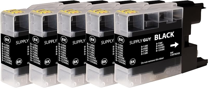Supply Guy 5x Black Ink Cartridges for Brother LC-1240 LC-1220 DCP-J525W