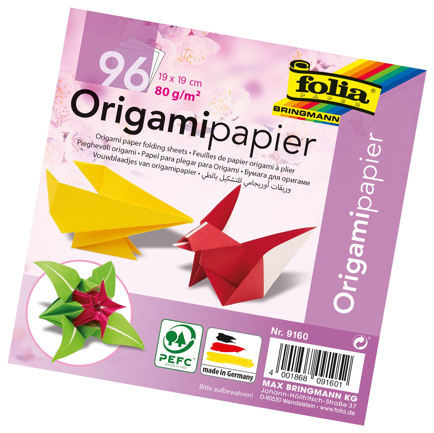 Folia 9160 Folding Origami Paper 19 x 19 cm 96 Sheets