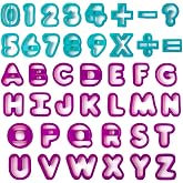 42 Pcs Letter And Number Cookie Cutters,with Dough Alphabet,Numbers,Mathematical Symbols,Fondant Letter Cutters for Birthday, Christmas, New Year and Holiday Party Decorations (42Pcs)