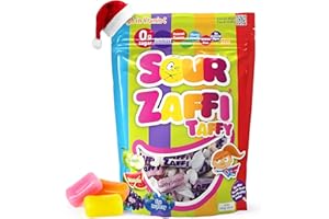 Zollipops Zaffi Taffy Sour in Assorted Sour Flavors, Watermelon, Green Apple, Blue Raspberry, and Grape, 5 oz. Bag