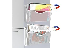 LQPAFZ Magnetic File Holder 2 Pockets File Folder Organizer, Office Hanging Magazine Rack for File Cabinets, Magnetic Paper Holder, No Drilling Mail Organizer for Refrigerator, Office