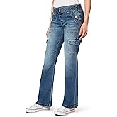 WallFlower Jeans for Women Feisty Curvy Cargo Low Rise Belted Insta Stretch Flare Juniors, (Standard and Plus)