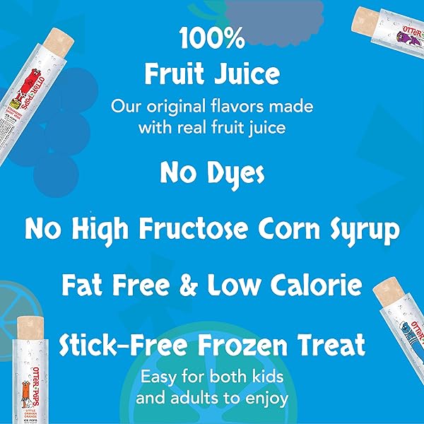OTTER POPS FREEZER BARS, 100% FRUIT JUICE ICE POPS, ORIGINAL FLAVORS (80CT – 2OZ BARS)