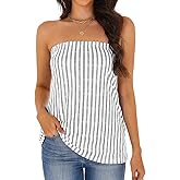 Womens Tube Tops Summer Casual Backless Strapless Tank Blouse Off The Shoulder Tunic Shirts