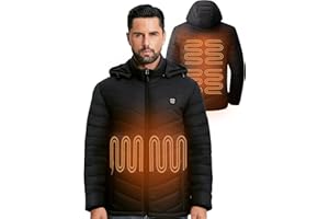 YHQ Heated Jackets for Men with 12V 20000mAh Battery Pack, Heated Jacket Ideal for Winter Cycling, Skiing, Camping, Fishing