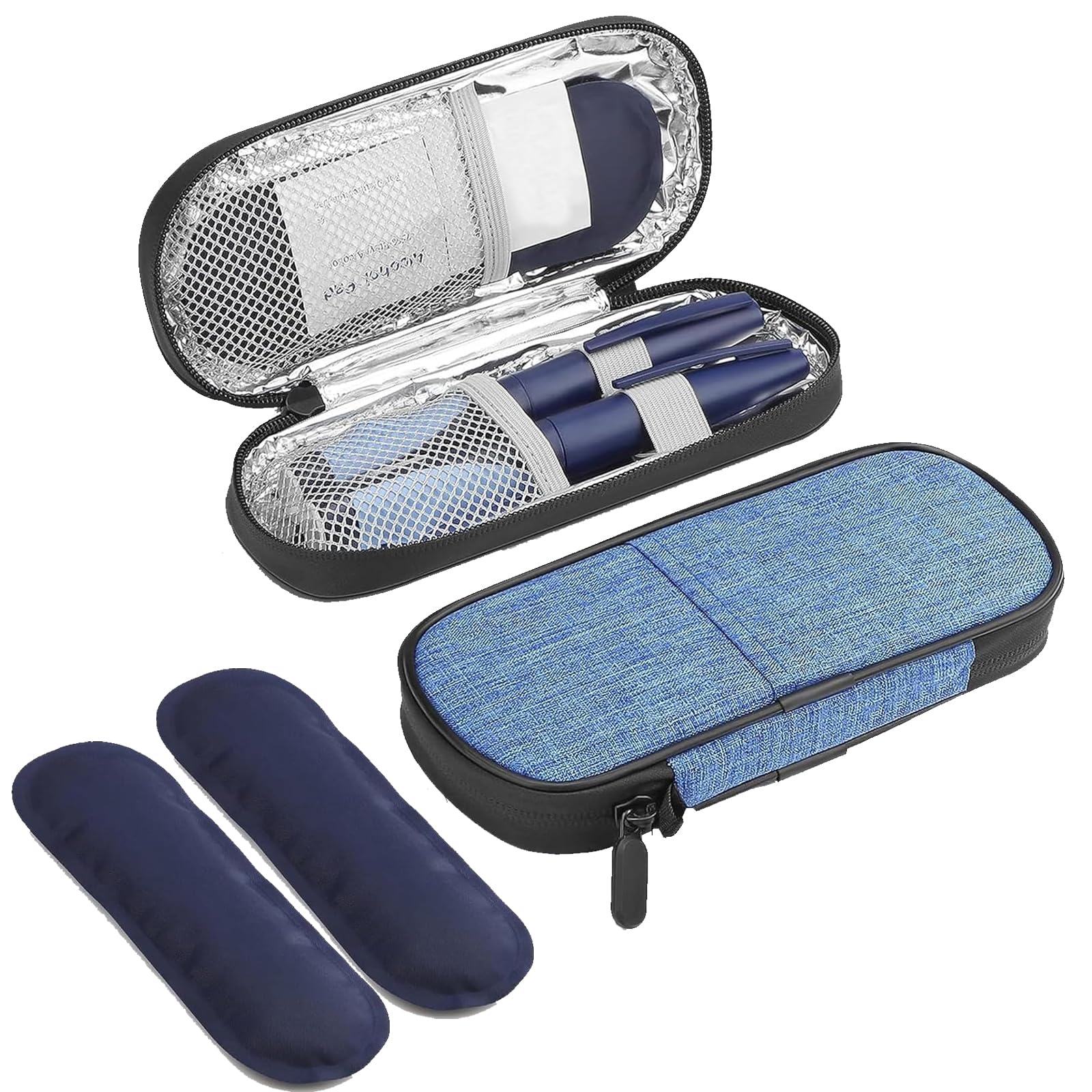 PRVCFZ Insulin Cooler Travel Case, Insulin Pen Case with 2 Insulin Cooler Ice Packs, Medicine Cooler for Insulin Travel Case, Insulin Case for Diabetic Supplies Insulin Cooler Travel Pen Case (Blue)