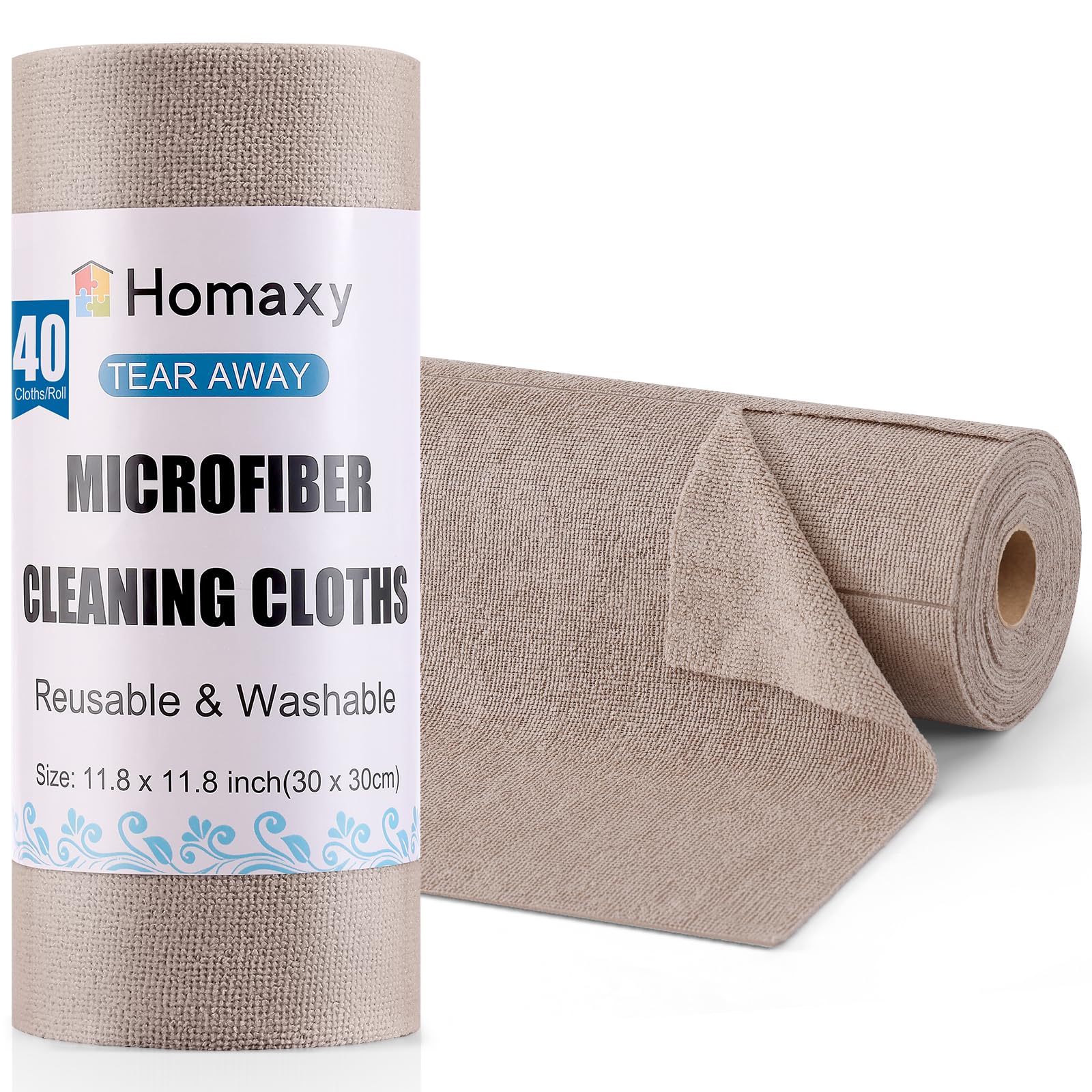 Homaxy Microfiber Cleaning Cloth Roll, 40 Pack
