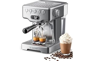 AMZCHEF Espresso Machine, 58mm Professional Home Espresso Maker with Pressure Gauge, 190–204°F Brewing, 10 mm Adjustable Steam Wand for Latte Cappuccino