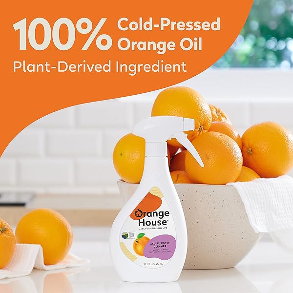 ORANGE HOUSE ALL PURPOSE CLEANER, MULTI-SURFACE FOAM SPRAY, MADE BY NATURAL ORANGE OIL, PLANT BASED FOR COUNTERTOP, SINK AND STOVE, EVERYDAY CLEANING 16.2 FL OZ