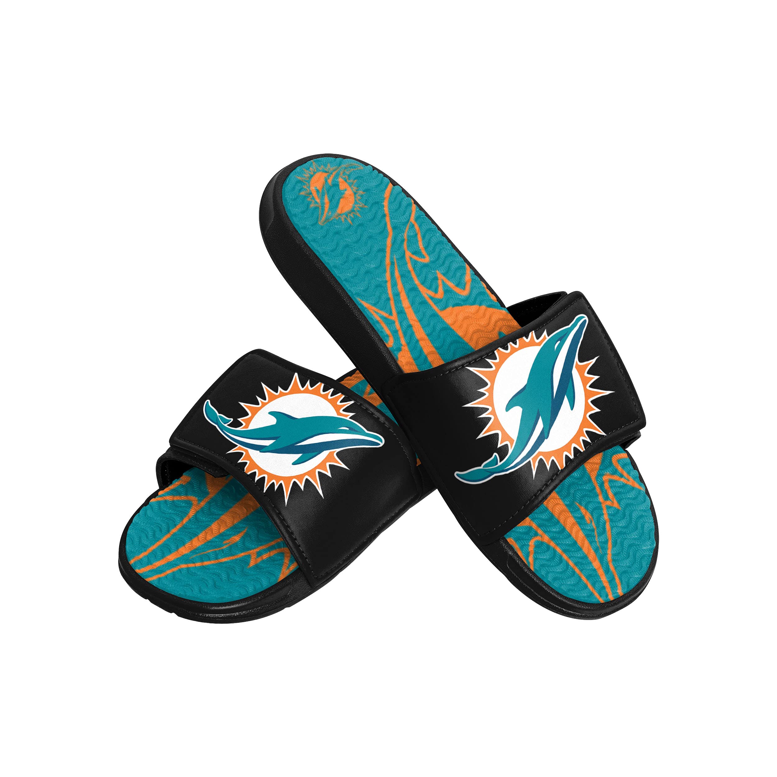 FOCO Miami Dolphins NFL Mens Colorblock Big Logo Gel Slides - S Image