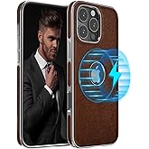 LOHASIC Compatible with MagSafe for iPhone 16 Pro Max Case, Vegan Leather Logo View Classic Business Elegant Style Slim Non-Slip Grip Protective Cover Phone Cases for iPhone 16 Pro Max 6.7" - Maroon