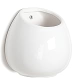 6 Inch White Ceramic Wall Mounted, Hanging or Freestanding Decorative Flower Planter Vase Holder Display