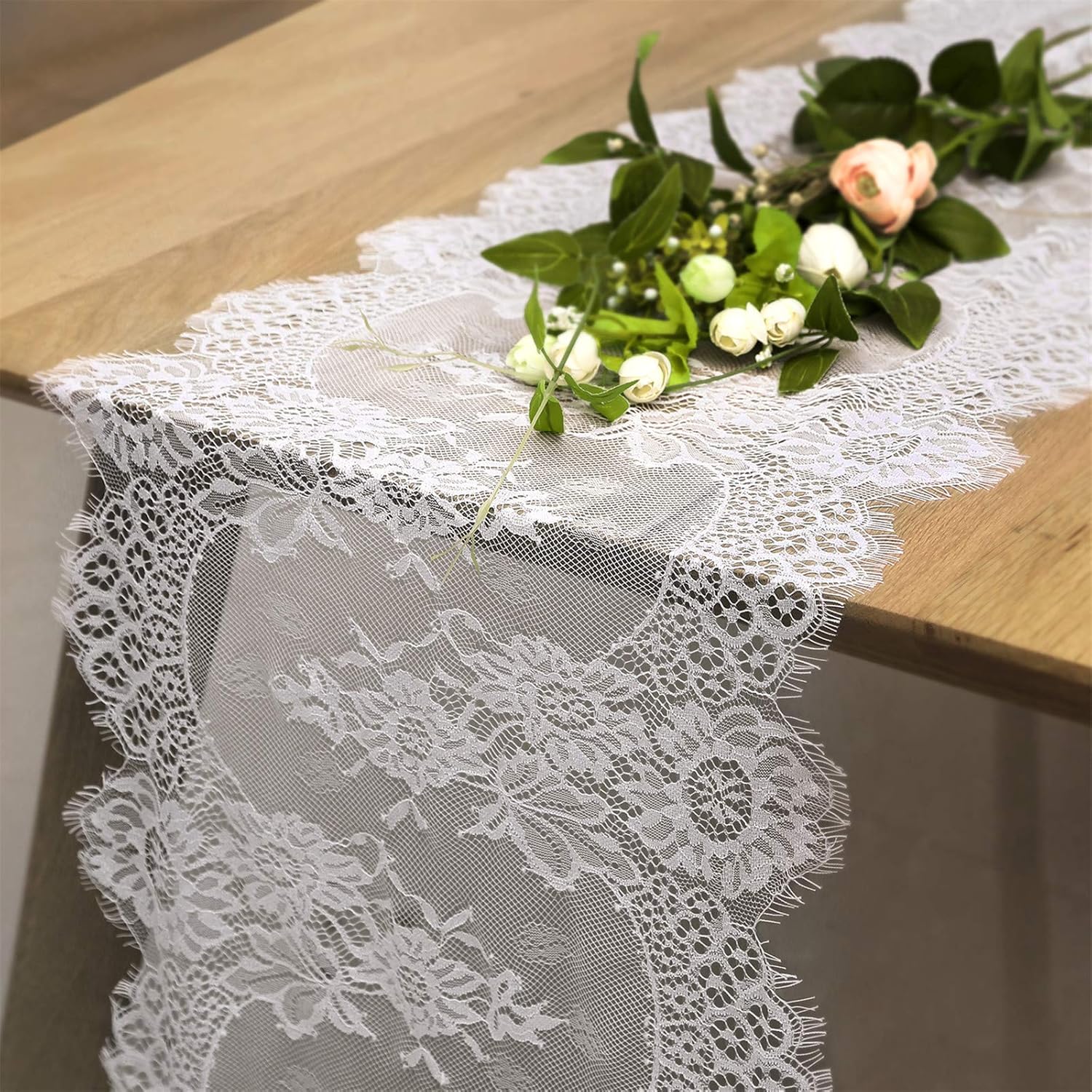 x 120 Inch Rustic Lace Table Runner 