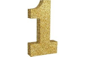 TONIFUL 7.8 Inch Gold Glitter Number 1 Wooden Table Centerpieces Birthday Party Decorations,Shining Golden Digit 1 for Birthday Decorations,New Year,Graduation Decoration,Anniversary,Prop (1 Pack)