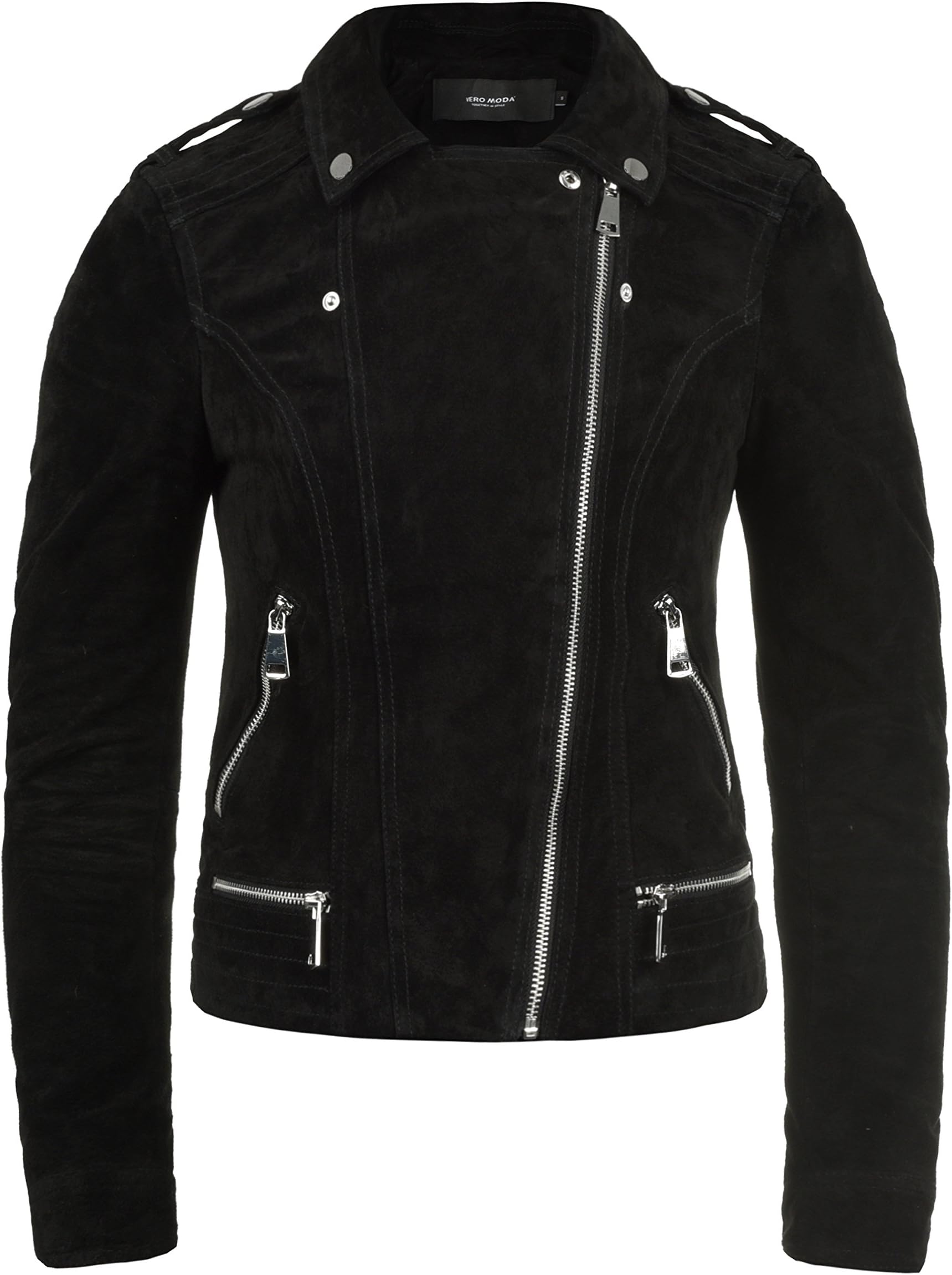 Leda Wo Men's Leather Jacket Biker Jacket Real Leather with Biker Collar
