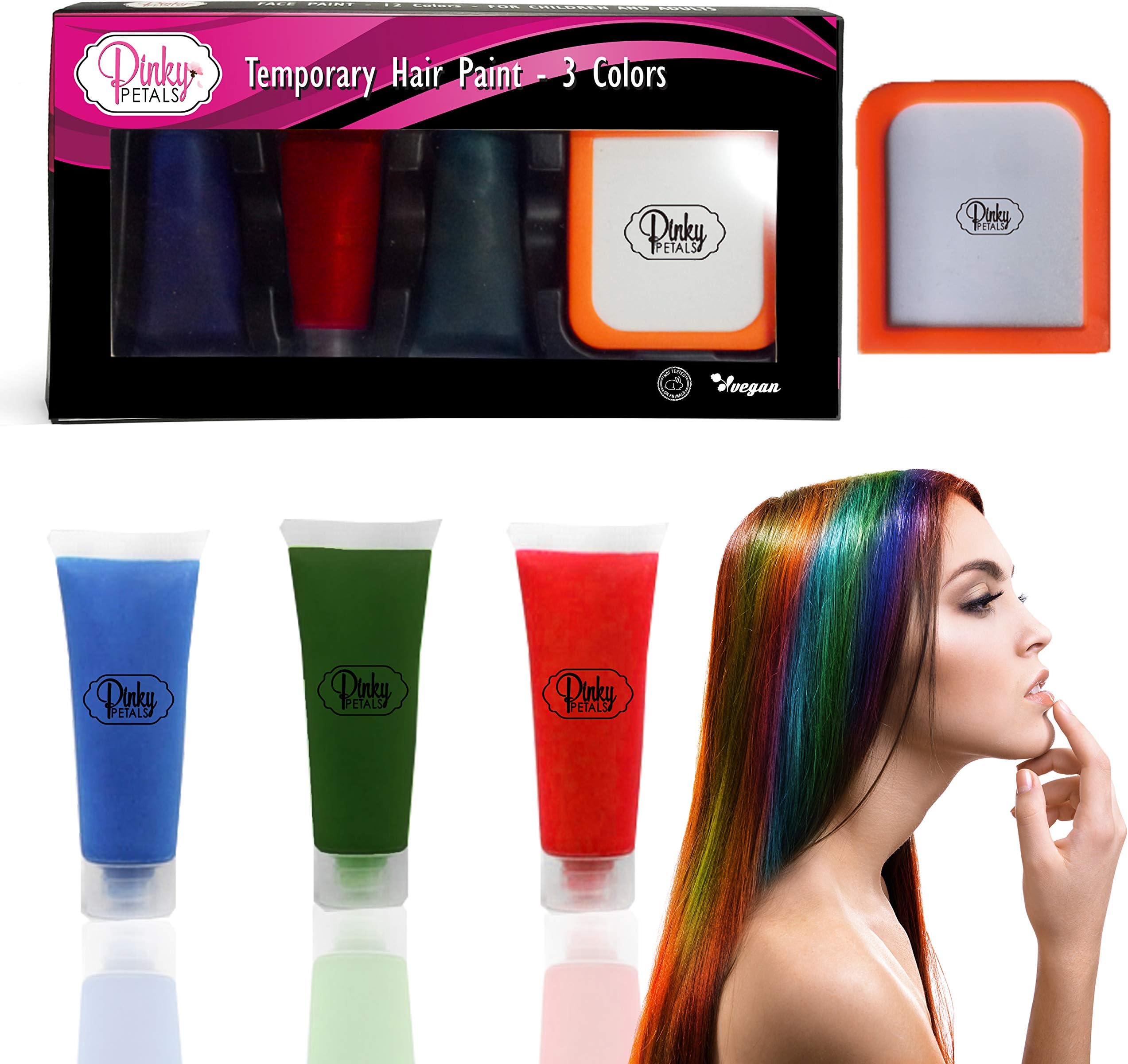 Hair Paint COUNT Vibrant, Long Lasting Temporary Hair Color Cream Pinky Petals (Blue/Green/Red)